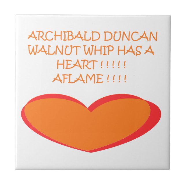 ROMANTISCHE FUNNY JOKE DESIGN FARBEN ORANGE WEISS FLIESE (Vorderseite)