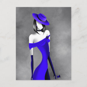 Romantische Gangster-Lady mit Rosen-Postkarte Postkarte