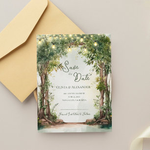 Romantische Gartelichter zur Hochzeitseinladung Ankündigung