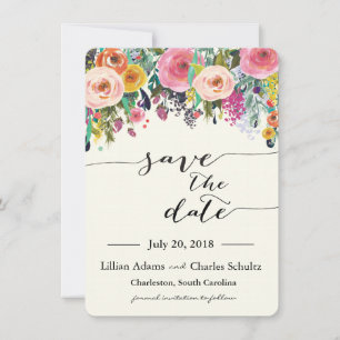 Romantische Garten-Blumen-Save-the-Date-Karte Save The Date