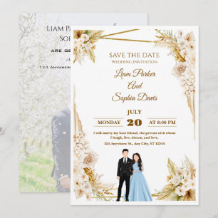 Romantische Garten-Blush-Blumen-Hochzeitseinladung Einladung