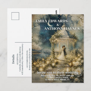 Romantische Gartenhochzeits-Einladung Postkarte