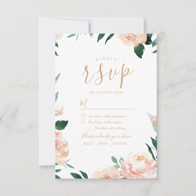 Romantische Gartenwasserfarbenhochzeit RSVP (Vorderseite)