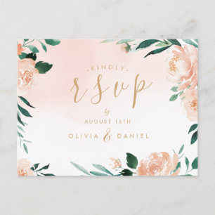 Romantische Gartenwasserfarbenhochzeit RSVP Postkarte