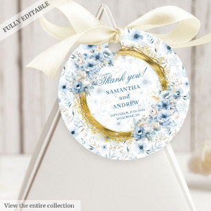 Romantische Gastgeschenk Hochzeit Boho Pastel Blue Geschenkanhänger
