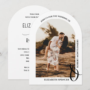 Romantische gebogene Schwarz-Weiß-Hochzeit Einladung