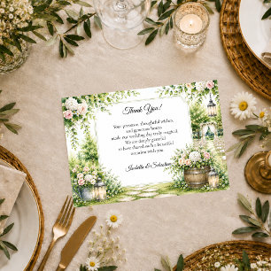 Romantische Geheimgarten-Eleganz-Hochzeit Dankeskarte