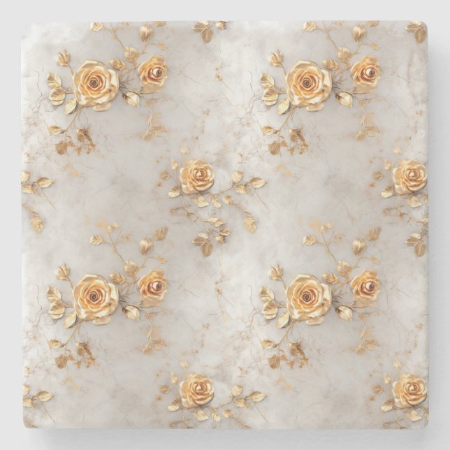 Romantische Gelbe Rosen Steinuntersetzer (Vorderseite)