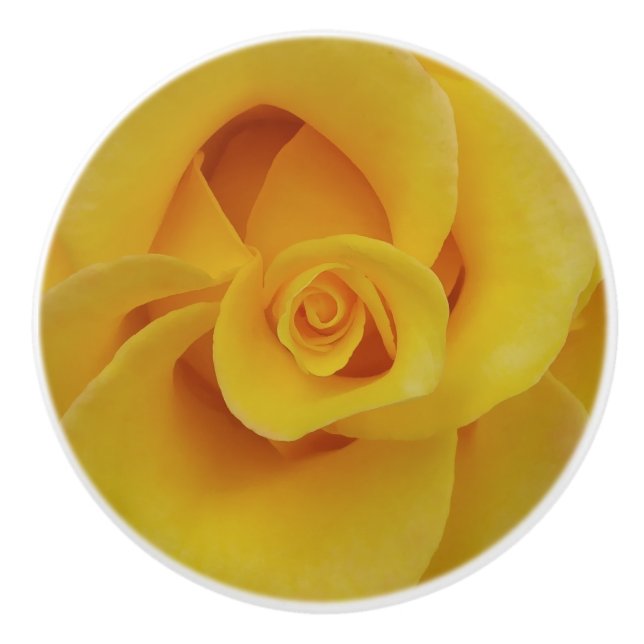 Romantische Gelbe Rosenblätter Keramikknauf (Vorderseite)