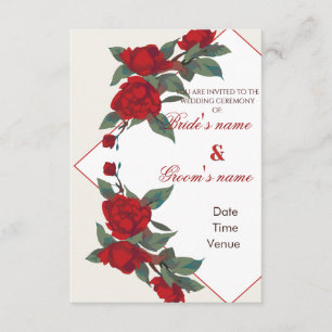 Romantische geometrische rote Rosen-Hochzeitseinla Einladung