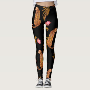 Romantische Geparden: Wasserfarbennahes Muster. Leggings