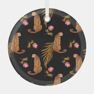 Romantische Geparden: Wasserfarbennahes Muster. Ornament Aus Glas