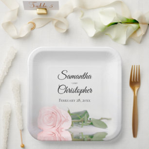 Romantische gespiegelte Blush-Rosa-Rose Elegante H Pappteller