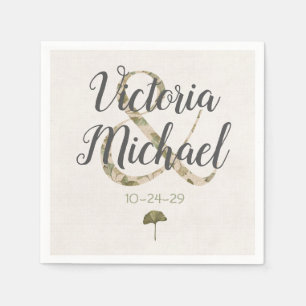 Romantische Ginkgo Initials Serviette