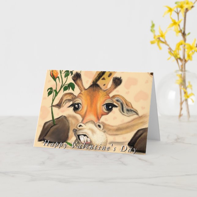 Romantische Giraffe Funny Valentine's Day Card Karte (Gelbe Blume)