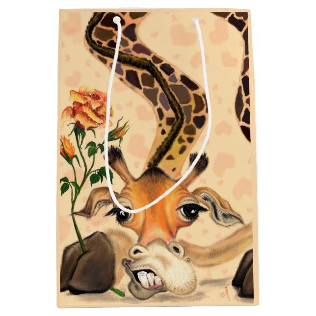 Romantische Giraffe - Gentleman - Ihren Text hinzu Mittlere Geschenktüte (Vorderseite)