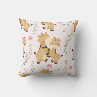 Romantische Giraffen mit floralen Akzenten Kissen