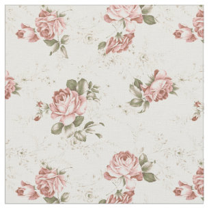 Romantische Girly Blush-Rose - Weißer Hintergrund Stoff