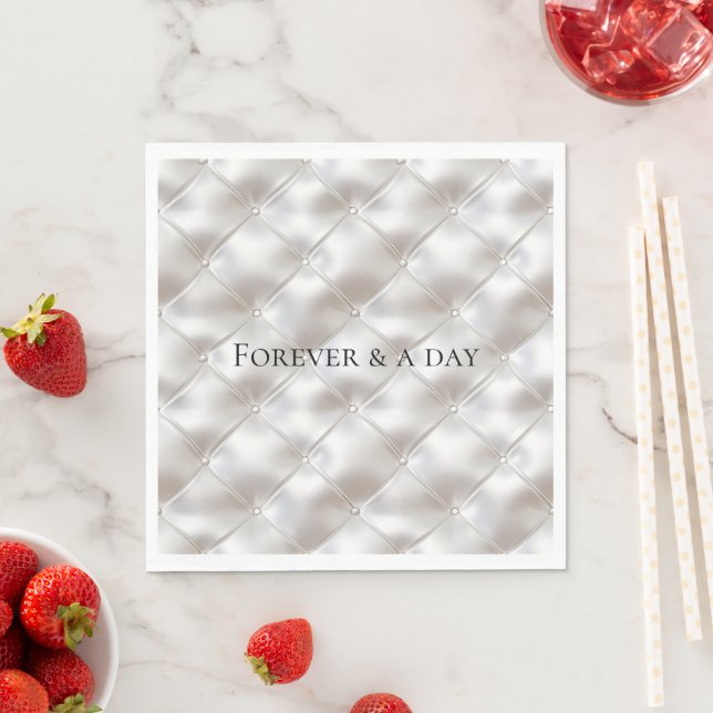 Romantische Glam White Imitats Leather Wedding Serviette (Beispiel)