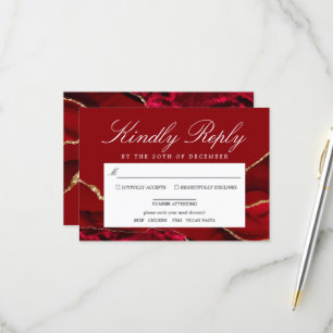 Romantische & Gold-Achat-Hochzeits-RSVP-Karte RSVP Karte