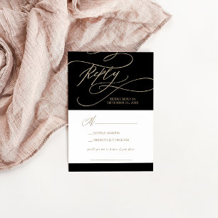 Romantische Gold Calligraphy Black Song RSVP Karte