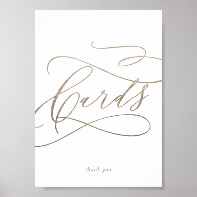 Romantische Gold Calligraphy Cards Tafelzeichen Poster (Vorne)
