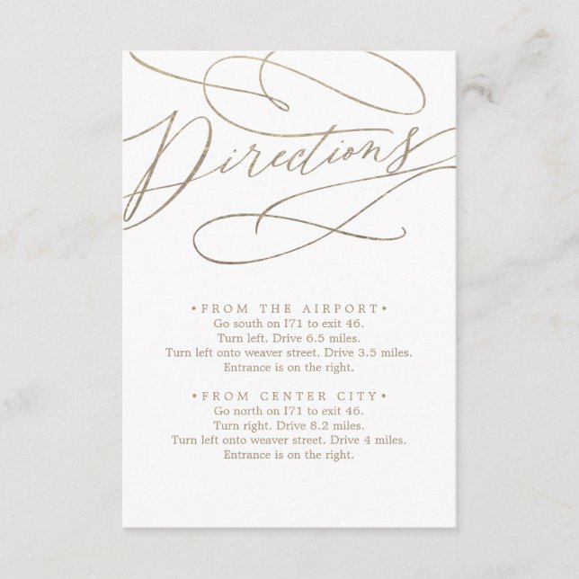 Romantische Gold Calligraphy Direction Enclosure C Begleitkarte (Vorderseite)