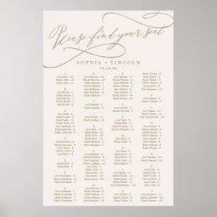 Romantische Gold-Kalligrafie Elfenbeinfarbene Si Poster