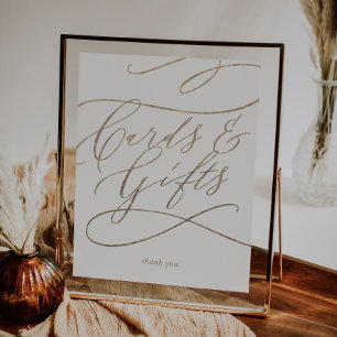 Romantische Gold-Kalligrafie-Karten und Geschenke  Poster