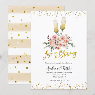 Romantische Gold-Liebe ist Brewing Couple Dusche Einladung