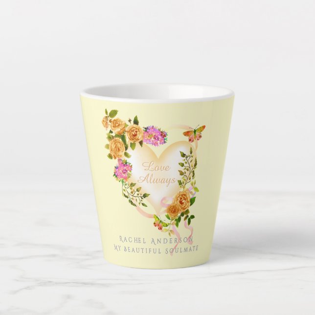 Romantische Gold Rose Liebe immer Beige Latte Tass Milchtasse (Vorderseite)