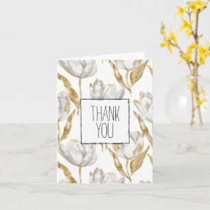 Romantische Gold White Tulips Floral Vielen Dank Karte