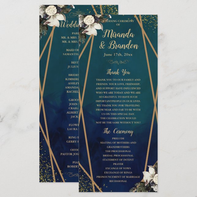 Romantische Gold Wreat Wedding Card (Vorne/Hinten)