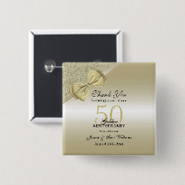Romantische Goldbucht & Glitzer 50. Hochzeit Button