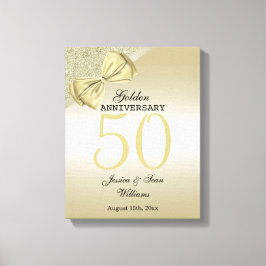 Romantische Goldbucht & Glitzer 50. Hochzeit Leinwanddruck