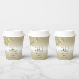 Romantische Goldbucht & Glitzer 50. Hochzeit Pappbecher