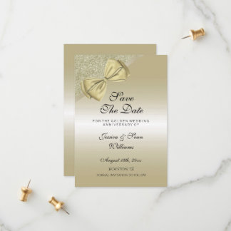 Romantische Goldbucht & Glitzer 50. Hochzeit Save The Date
