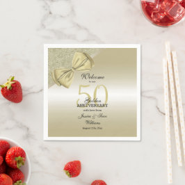 Romantische Goldbucht & Glitzer 50. Hochzeit Serviette
