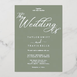 Romantische goldene Foil Sage Grüne Hochzeit Folieneinladung
