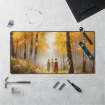 Romantische goldene Schreibtischunterlage mit Wald