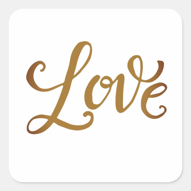 Romantische Goldene Schrift - Liebe Quadratischer Aufkleber (Vorderseite)