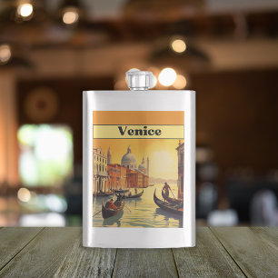 Romantische Goldene Stunde Venedig Italien Vintage Flachmann