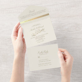 Romantische Goldfoil-Hochzeit All In One Einladung