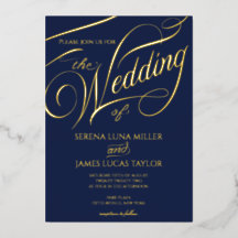 Romantische Goldfolie-Schwung-Kalligrafie-Hochzeit