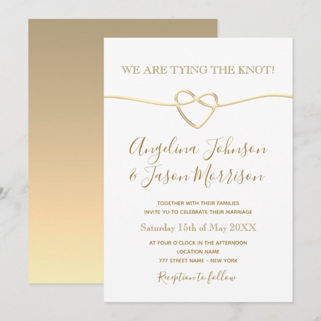 Romantische Goldhochzeit Einladung (Vorne/Hinten)