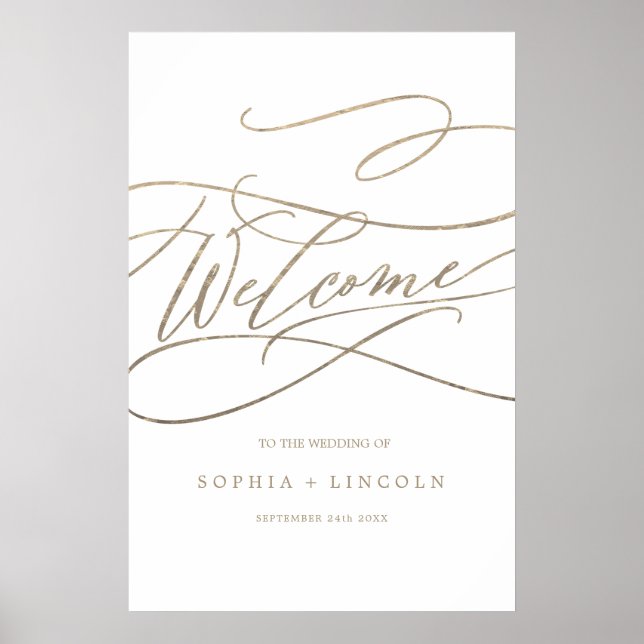 Romantische Goldkalligrafie - Begrüßung Poster (Vorne)