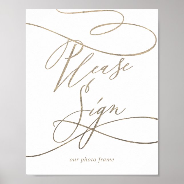 Romantische Goldkalligrafie Bitte unterschreiben S Poster (Vorne)