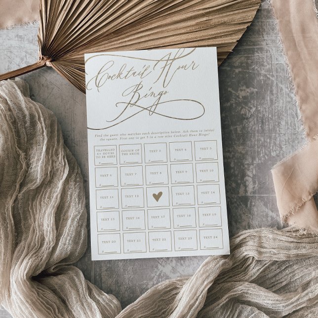Romantische Goldkalligrafie Cocktail Hour Bingo Sp Flyer (Von Creator hochgeladen)