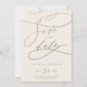 Romantische Goldkalligrafie Elfenbeinküste Save Save The Date