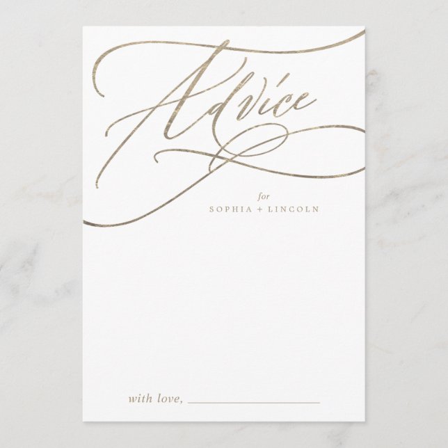 Romantische Goldkalligrafie | Geblüht Hochzeit Hinweiskarte (Vorderseite)